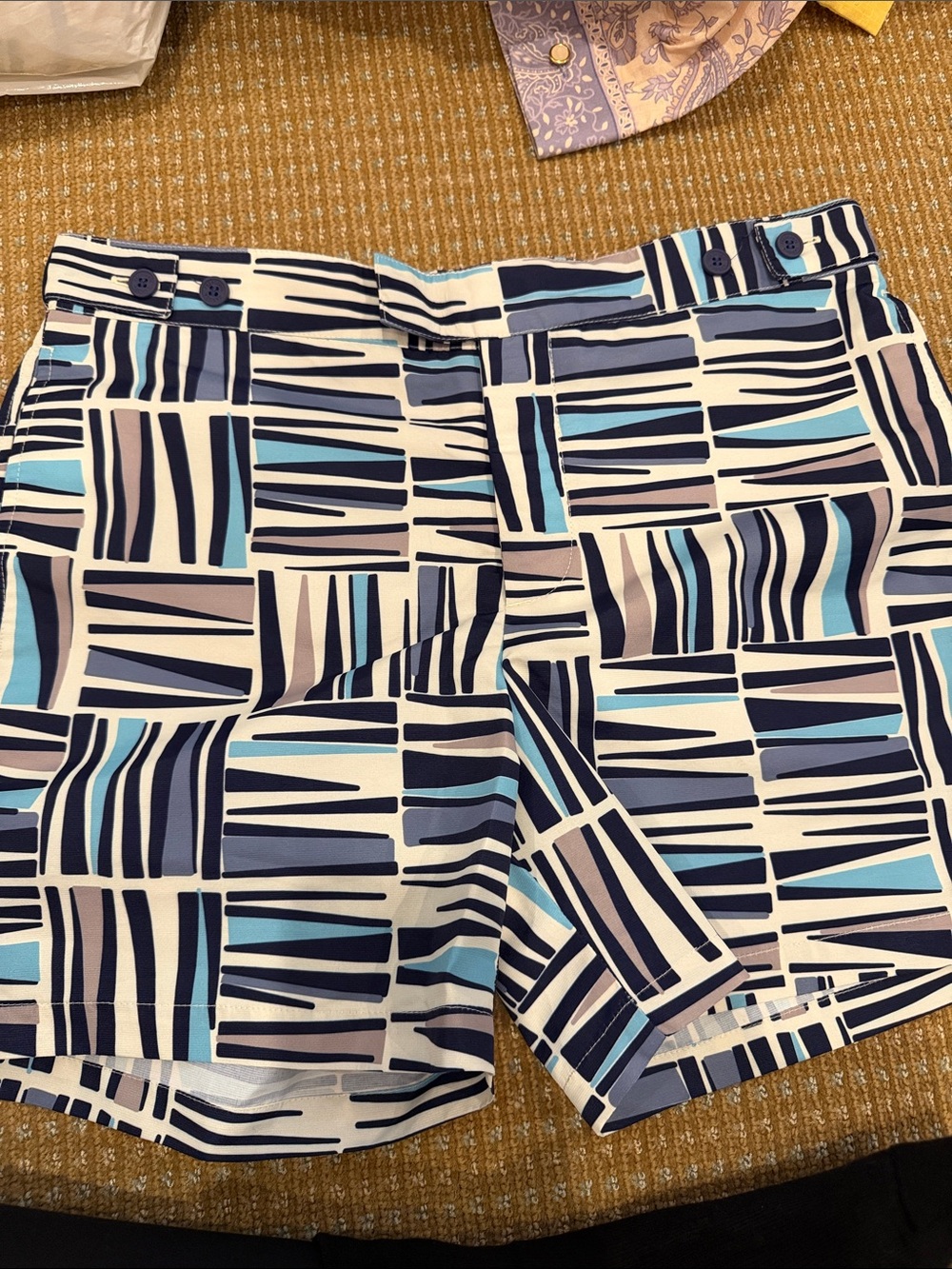 Men's Blue Geometric Swim Trunks
